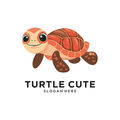 turtle cute logo design vector illustration
