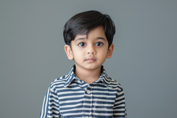 Cute little boy wearing strip shirt.