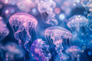 Obraz premium Ethereal Jellyfish in a Magical Underwater World
