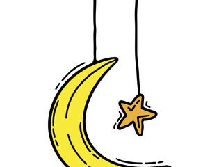 Star moon doodle illustration