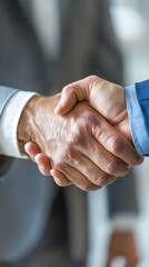a close-up of a handshake between two men.