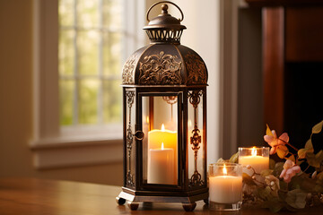 photo of a beautiful lantern, bright lantern, lantern glowing, light in a lantern