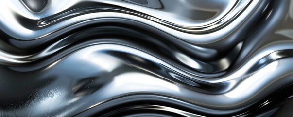 Metallic abstract wavy liquid background layout design tech innovation