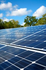 Rooftop Solar Panel Array Converts Sunlight into Clean Energy
