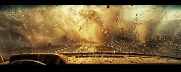 Volcanic dust at car window