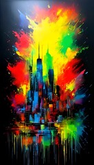 Stadt Graffiti Landschaft. Wallpaper für Telefon 1.