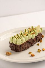 Pistachio and chocolate entremet