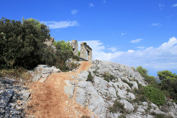 ruin on Raduc hill, island Murter, Croatia