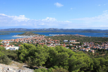 Fototapeta na wymiar view over Murter from Raduc hill, island Murter, Croatia