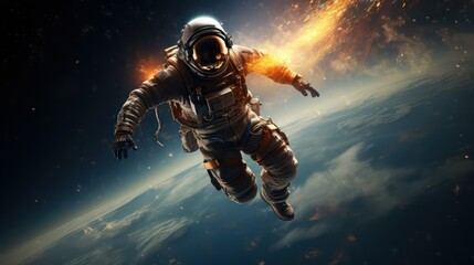 Fototapeta premium Astronaut in space. Mixed media