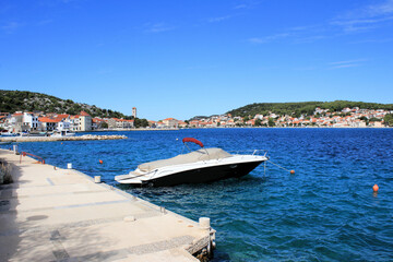 Obraz premium boat on the blue sea in Tisno, island Murter, Croatia