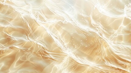 Abstract summer banner background Transparent beige clear water surface texture with ripples and...