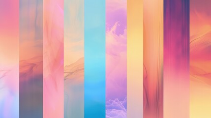 A series of gradient backgrounds, ranging from subtle pastels to bold and dynamic color transitions, for use in digital design. 8k
