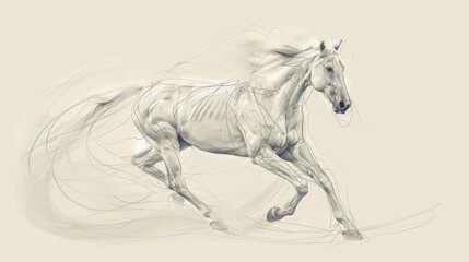 modern line art of a horse, minimalistic design