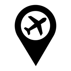 Airport Plane Map Pin Location Pointer Filled Icon | Plane with Map Pointer Icon | Vector icons for app, website, graphic design, business, travel, social media, technology, services, etc.
