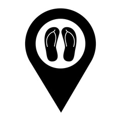 Footware Map Pin Location Pointer Filled Icon | Beach Slippers with Map Pointer Icon | Vector icons for app, website, graphic design, business, fashion, social media, technology, services, etc.