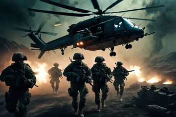 soldier in the uniform on combat created with generative AI software.