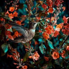 Fototapeta premium hummingbird and flower