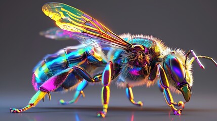 Bees in rainbow colors.虹色に輝くミツバチ。Generative AI
