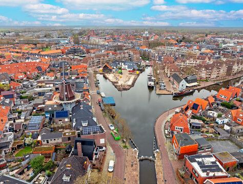 Aerial from the city Meppel in the Netherlands