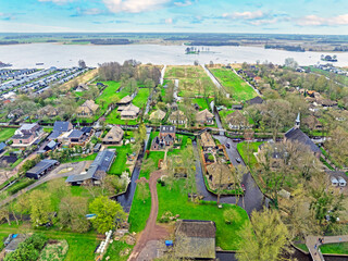 Aerial from the historical village Giethoorn in the Netherlands