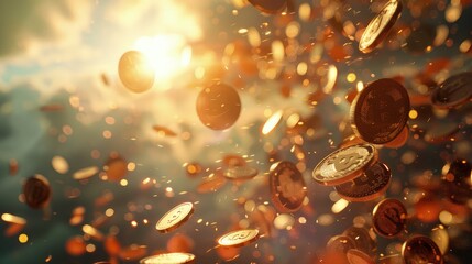 Jackpot of American coins raining money from the sky 8k