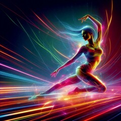 A colorful design with a dancer