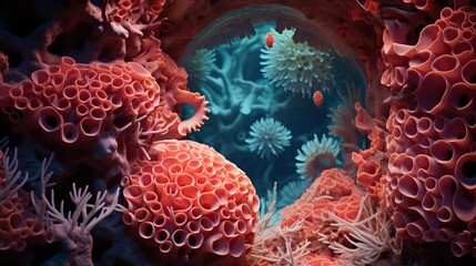 Obraz premium Underwater scene with a variety of coral and fish