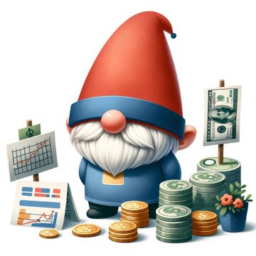 recommend clip art: Gnome banker in a watercolor clipart style