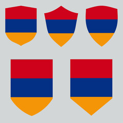 Set of Armenia flag in Shield Shape