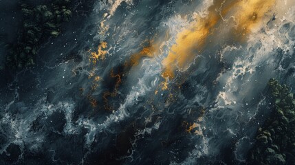 Blue and yellow abstract painting.