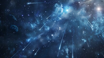 Meteor Shower Ignites the Tranquil Night Sky with Dazzling Diamondlike Stars
