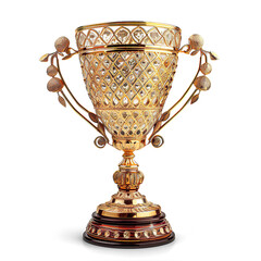 Winner gold trophy isolated on a transparent background 
