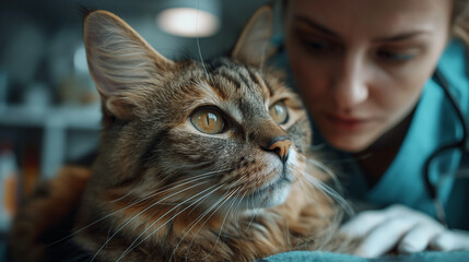 veterinarian with a cat
