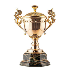 Winner gold trophy isolated on a transparent background 
