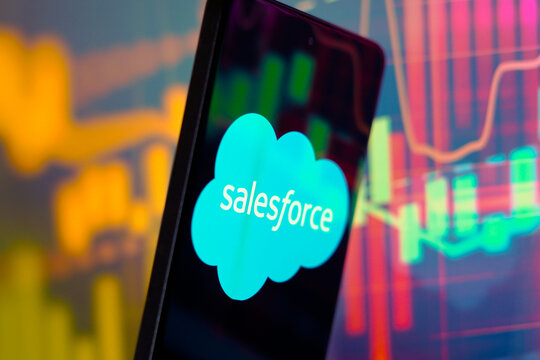 May 5, 2024, Brazil. In this photo illustration, the Salesforce logo is displayed on a smartphone screen.