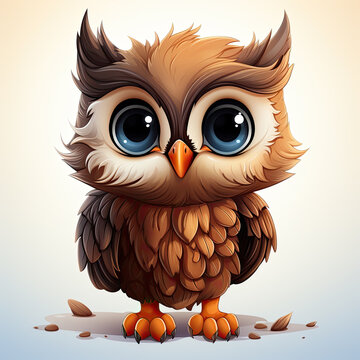cute brown owl big blue eyes clip art preview