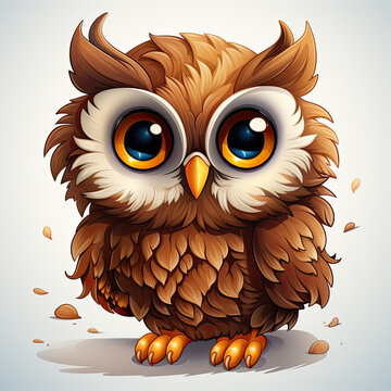 cute brown owl with big eyes clip art preview