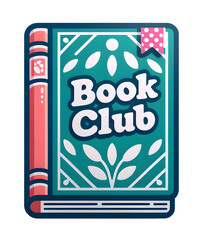 A Book with 'Book Club' Label in Stylized Capital Letters on Teal Background