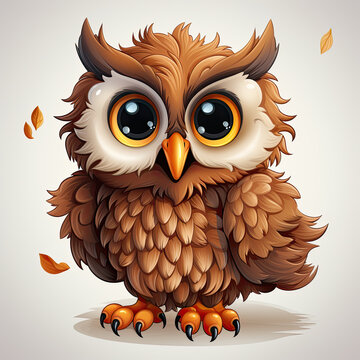 cute brown owl with big eyes clip art preview