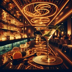 Martini Cocktail in a luxury night bar. Drink, beverage and mixology concept