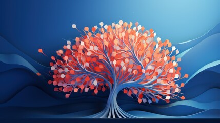 Abstract tree on blue background