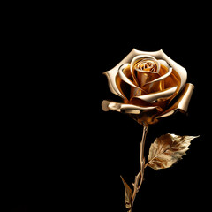 Golden rose on a black background,