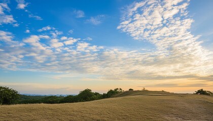 beautiful blue sunset sky with white clouds background