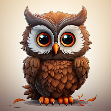 cute brown owl with big eyes clip art preview