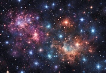 Sparkly images of star cluster in night 