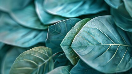 Abstract leaves form a vibrant background, a colorful display of plant design. Nature's art in design, a depiction of green leaves.