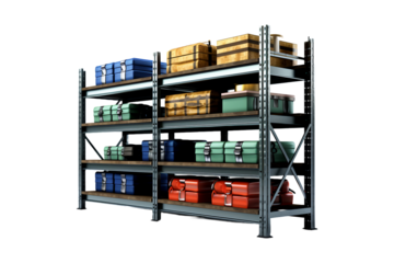 Metal Storage Rack isolated on transparent background.