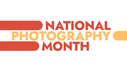 National Photography Month colorful text typography on banner illustration great for wishing and celebrating national photography month in may