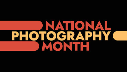 National Photography Month colorful text typography on banner illustration great for wishing and celebrating national photography month in may